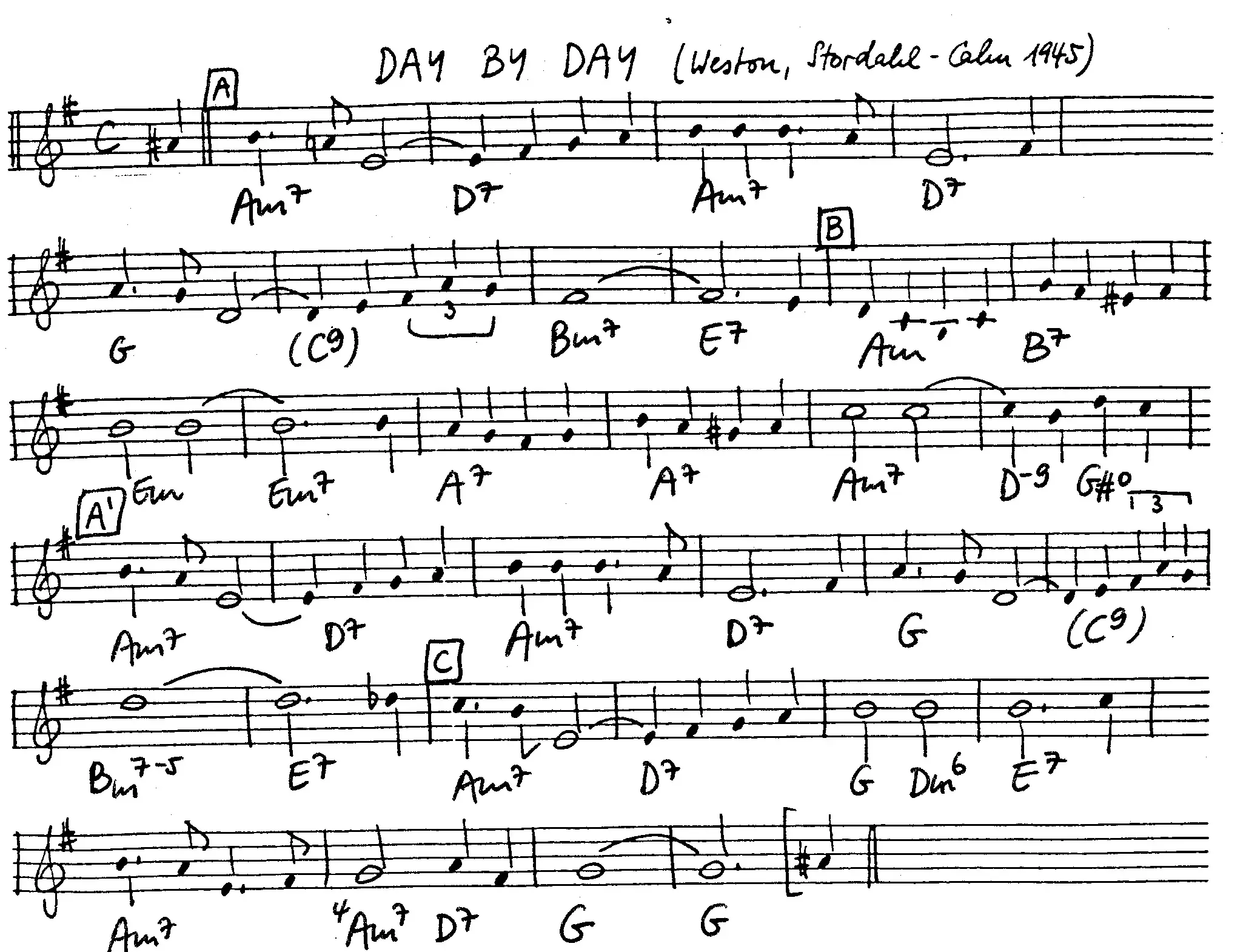 day by day free jazz leadsheet - Courtesy of the Jungle Jazz Band